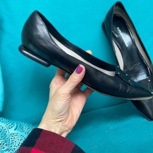 CoSTUME NATIONAL Black pumps flat Leather Sandals 39 elegant square heels